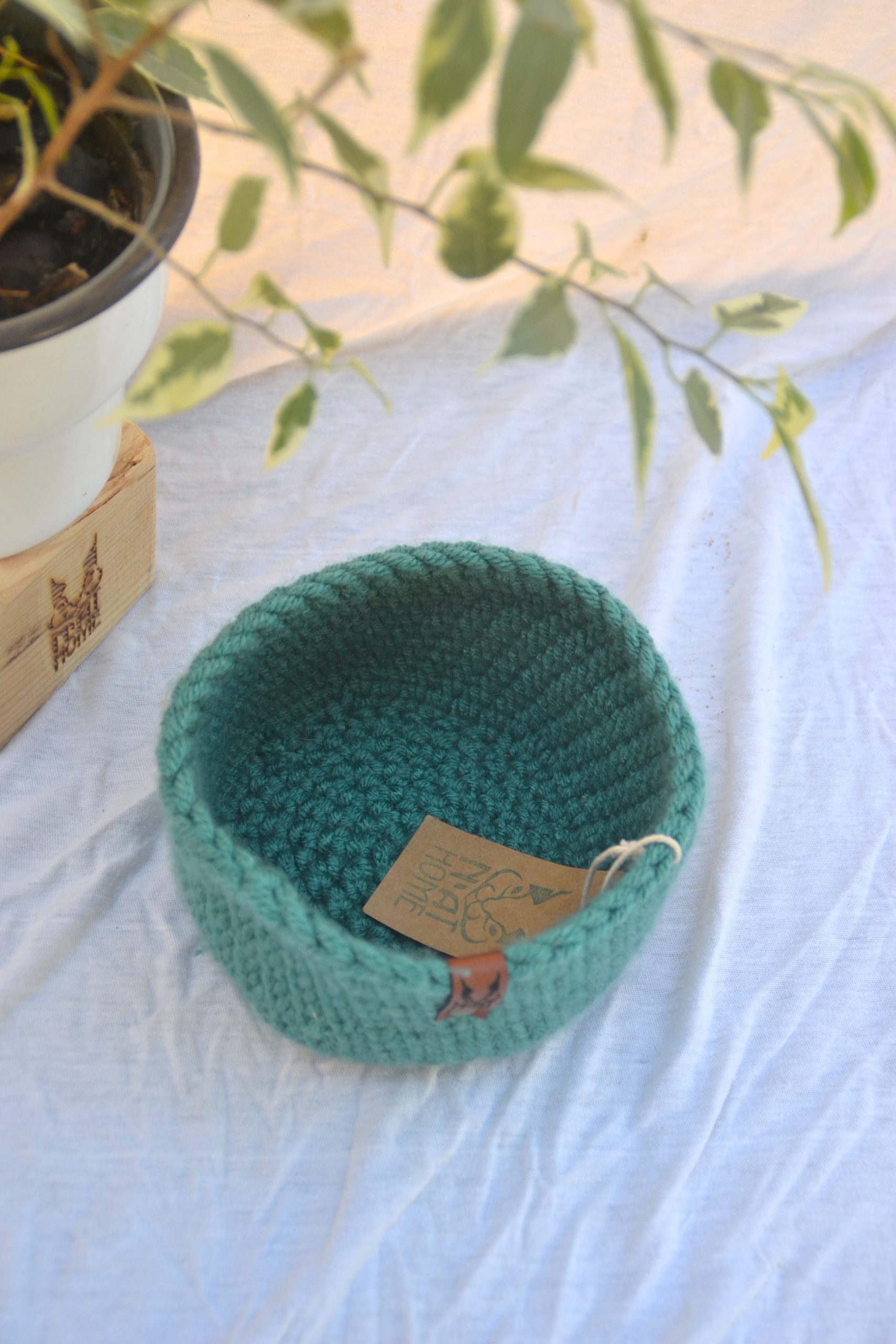 Panier crocheté – fait main – vert – Image 3
