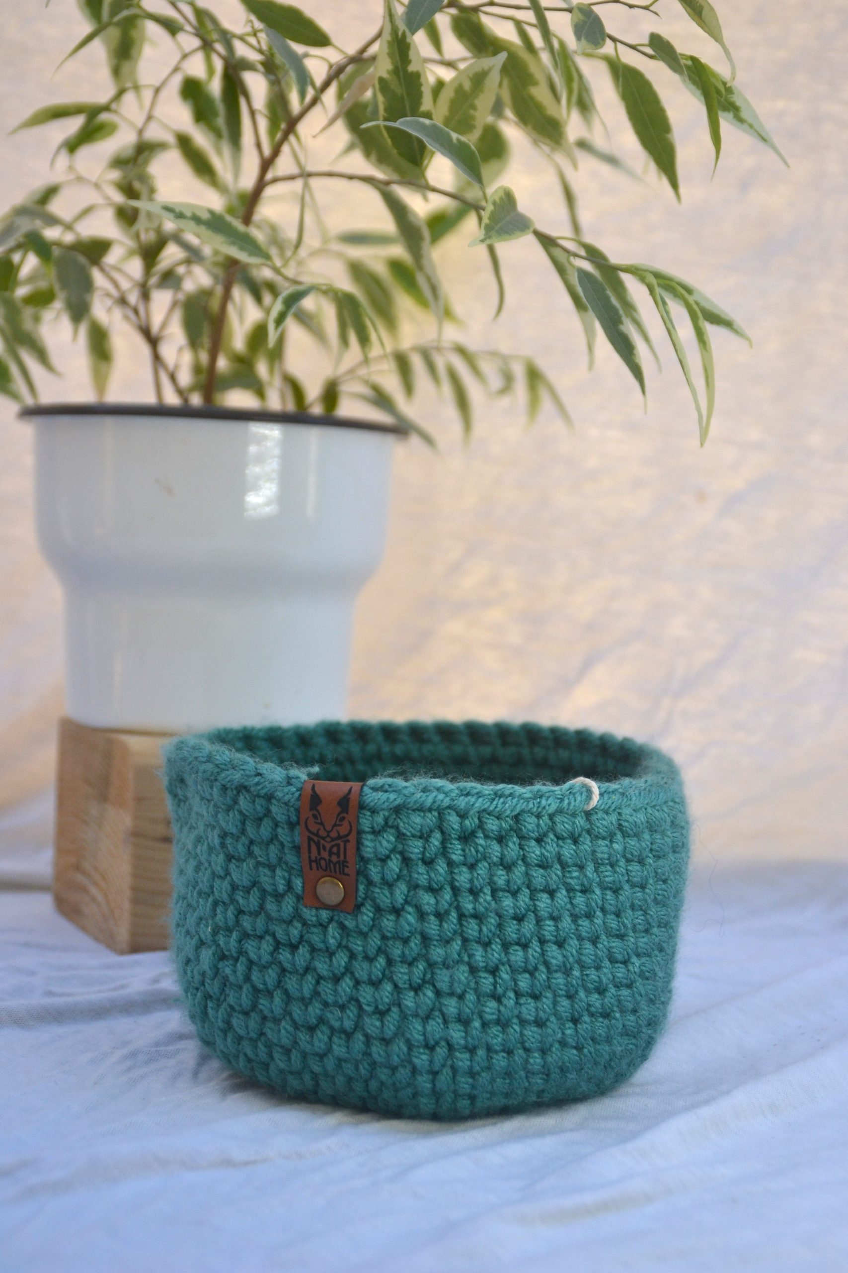 Panier crocheté – fait main – vert – Image 4