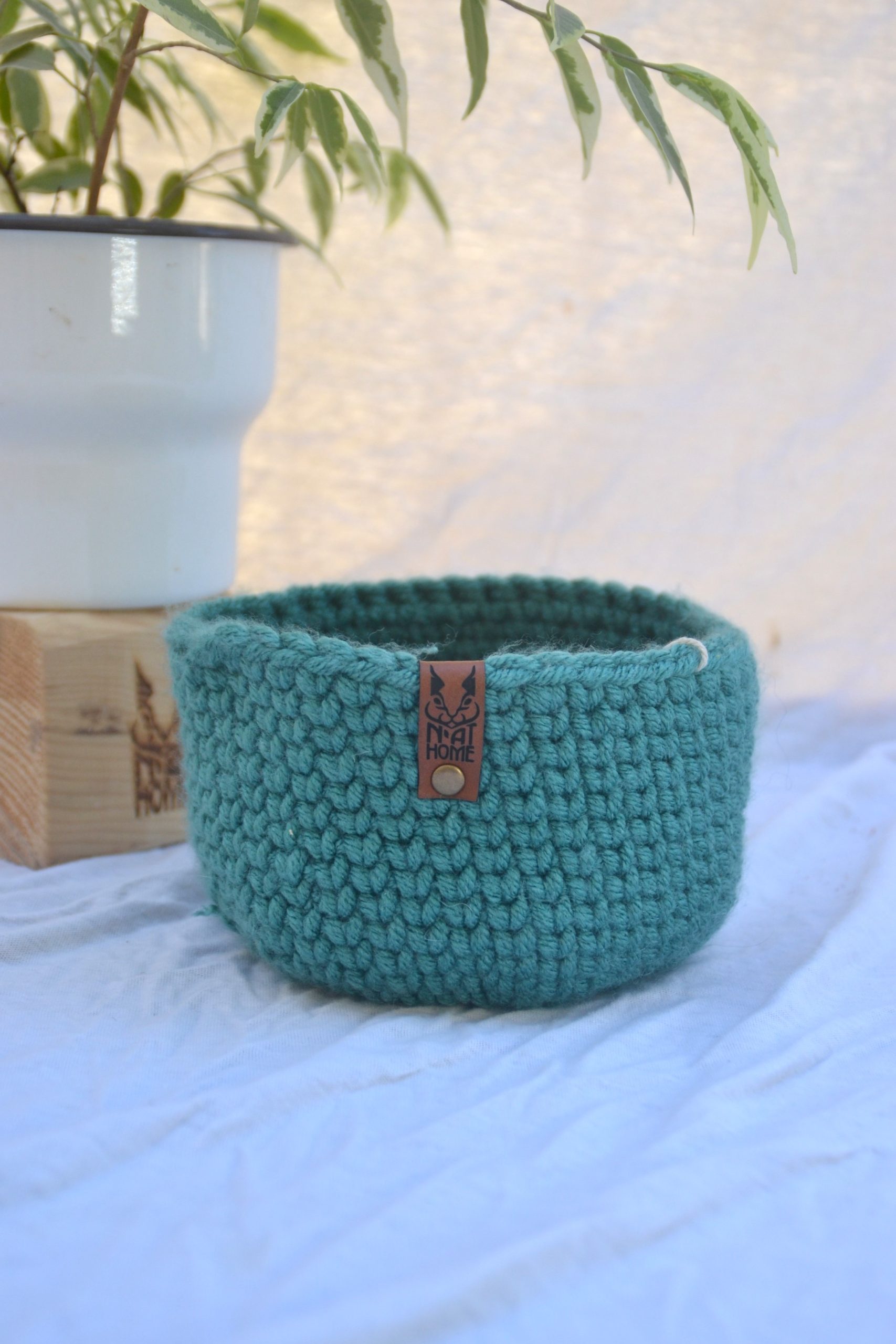 Panier crocheté – fait main – vert