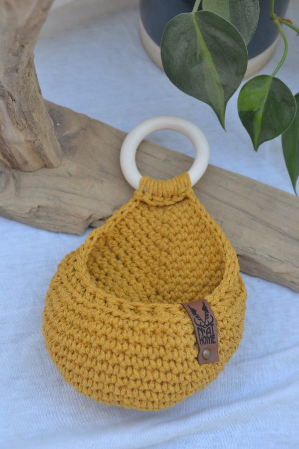 Panier goutte coton moutarde