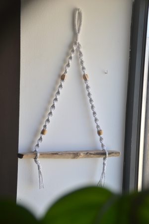 Etagère macramé et bois flotté